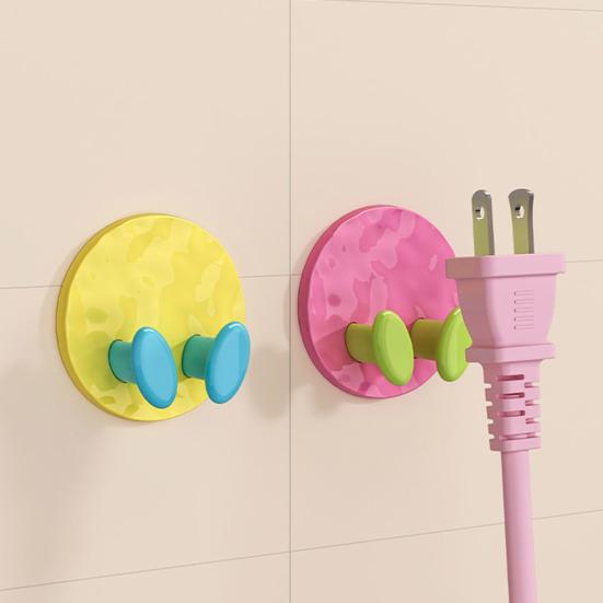 3Pcs Self Adhesive Power Cord Hooks Colorful Cable Organizer Stick on Wall Power Cable Hooks No Drill Charging Head Hook for Kitchen Garage Wire