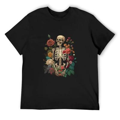 Bones And Botany Botanical Skeleton T-Shirt Anime Stuff Graphic T Shirts Vintage Clothes Mens Designer Clothes