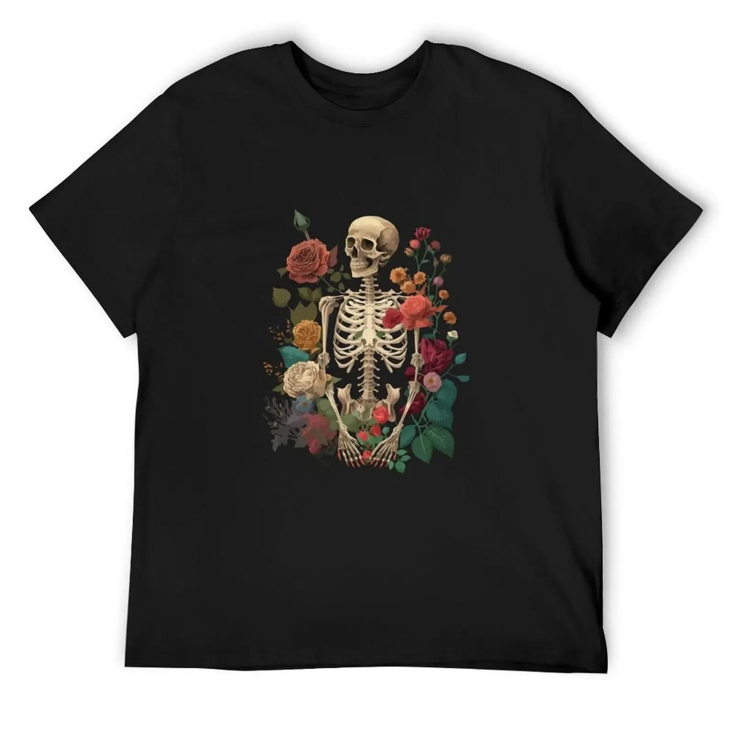 

Bones And Botany Botanical Skeleton T-Shirt anime stuff graphic t shirts vintage clothes mens designer clothes XXXXXL чёрный