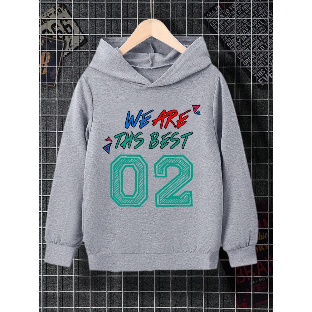 

Casual And Simple Grey Hooded Sweatshirt For Boys, With 02 Color Digital Pattern Printing, Suitable For Daily Outings 100
