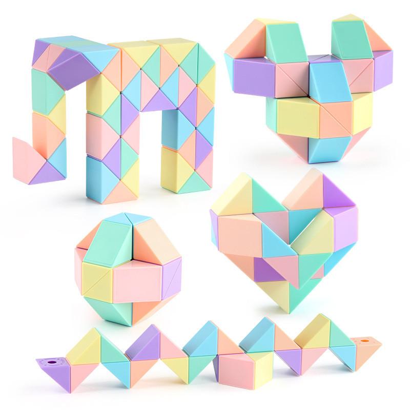 Colorful 24 Segment Magic Snake Puzzle Toy In Macaron Colors For Creative Play