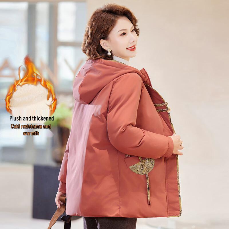 Pasite Women's New Chinese Style Embroidered Hooded Winter Coat