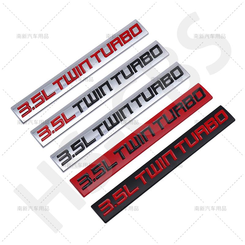 1Pc 3D Metal Twin Turbocharged  Engine Badge 3.5L Twin Turbo Emblem Logo Auto Rear Trunk Decal Stickers Car Styling Accessories