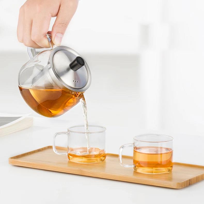 One Teapot & Four Cups Set, Heat-Resistant Glass Teapot Set, Loose Leaf Tea Infuser Teapot + Teacup Combination, 470ml