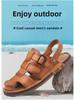 Genuine Leather Men's Summer Sandals - Closed Toe, Non-Slip Outdoor & Driving Shoes with Trendy Cowhide Sole