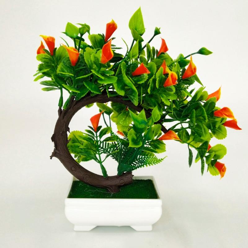 Искусственная роза Парфюмерная лилия Искусственный цветок Растение в горшке Зеленое растение Декоративное внешнее украшение Calla lily темно-красного