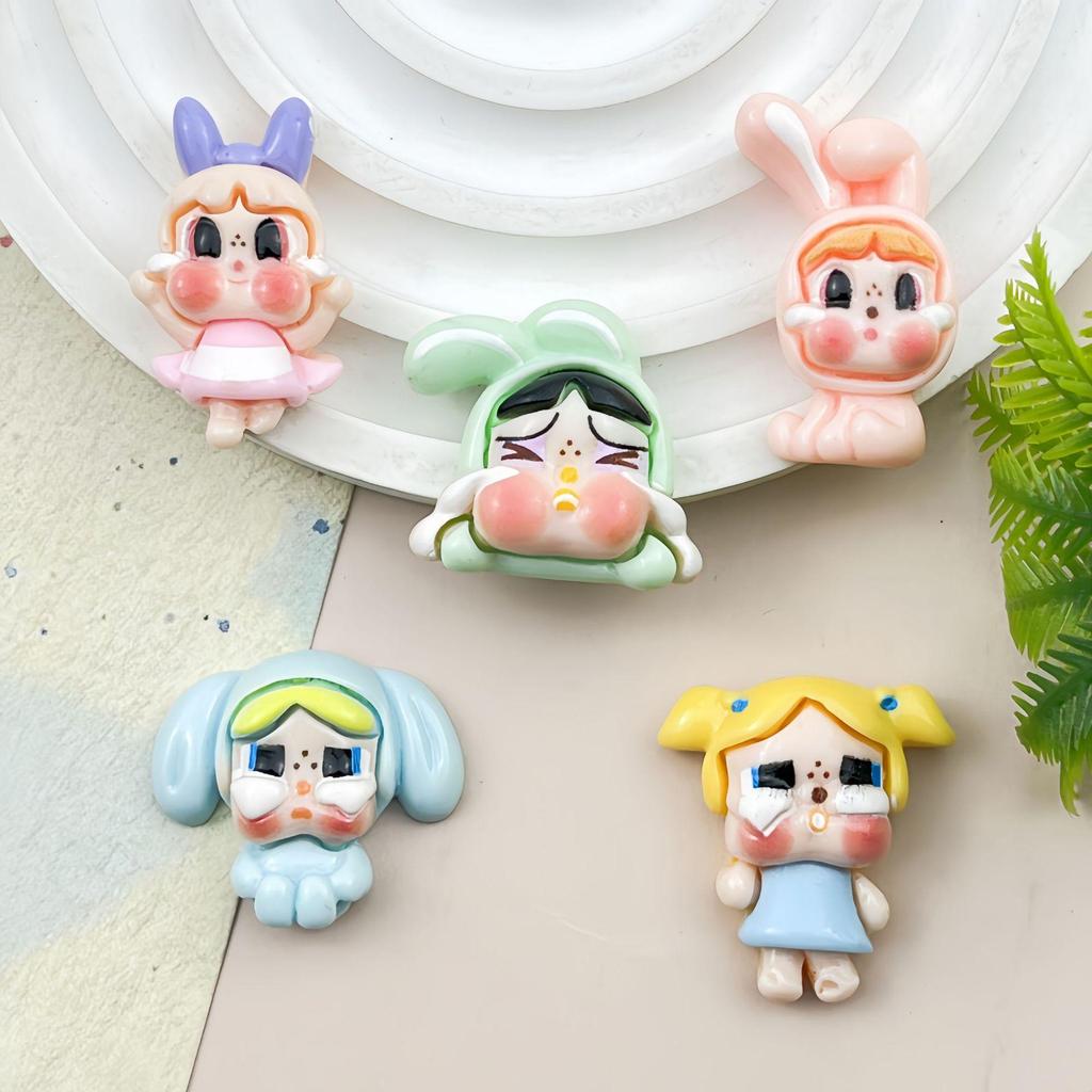 Crying Cartoon Girl Resin Accessories: Handmade Hair Clip, Shoe Buckle, Fridge Magnet, Cup Sticker, Phone Case Decor