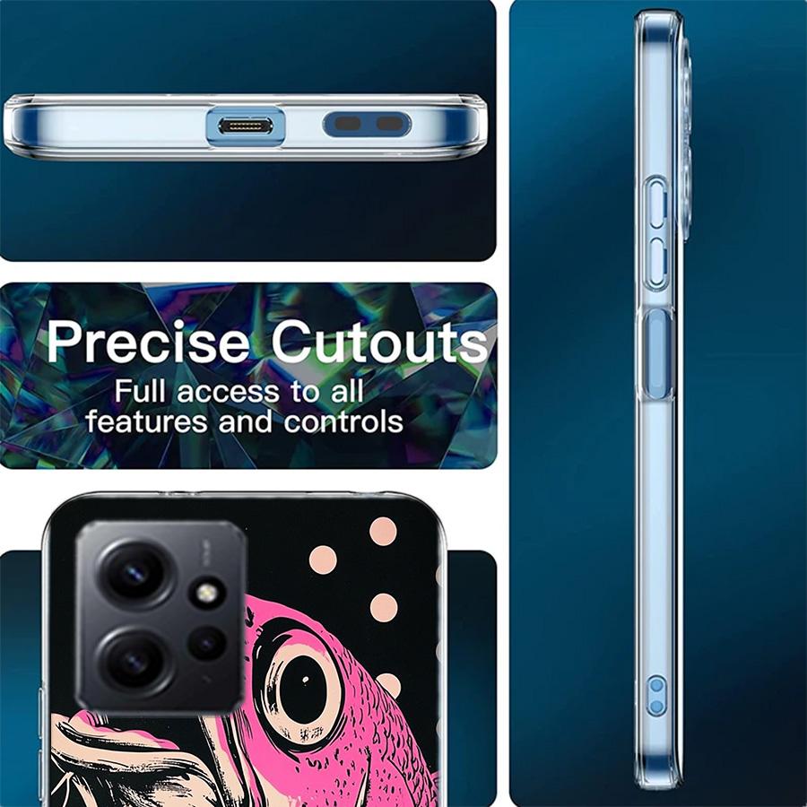 Pop Art Drawing Ideas Fish Phone Case For Redmi 12 13C 12C 15C 9 10 10C Note 13 Pro Plus 14 15 Pro 9T 9C 9A TPU Soft Cover Clear