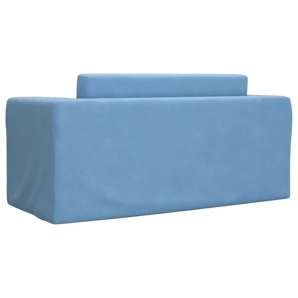 Vidaxl 2-Os. Sofa For Children, Fold-out, Blue, Soft Plush