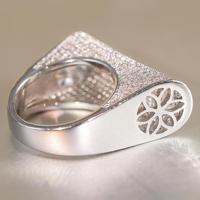 Full Bling Iced Out Women Rings for Wedding Hyperbole Party Personality Geometric Female Rings Dazzling CZ Trendy Jewelry