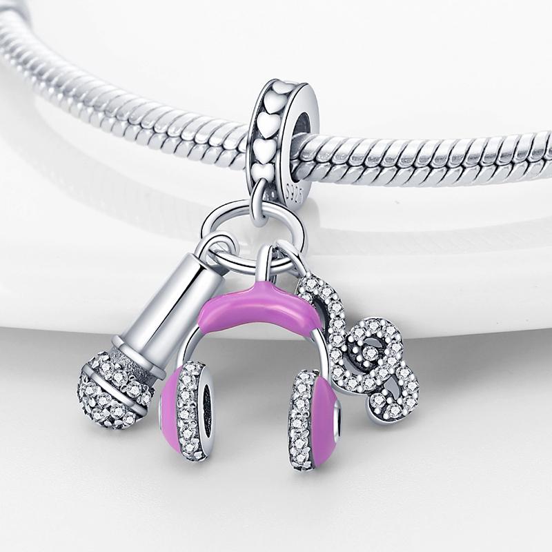 

Plated 925 Silver Youth Music headset Charms Fit 925 Charms Bracelet Beads Jewelry Gifts for Women