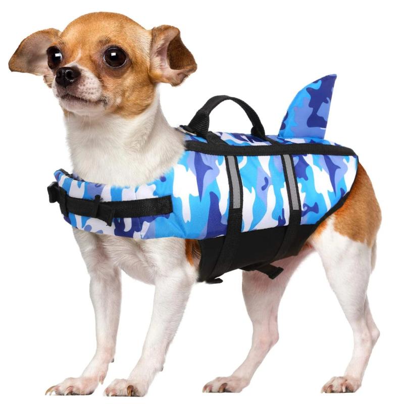 

Собачий жилет Life Pet Safety Плавание Акула Поплавок Регулируемая плавучесть XS синий