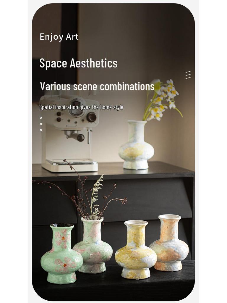Yusan Ni Modern Ceramic Vase: Elegant Small Fresh Flower Arrangement for Living Room or Hotel Decor.