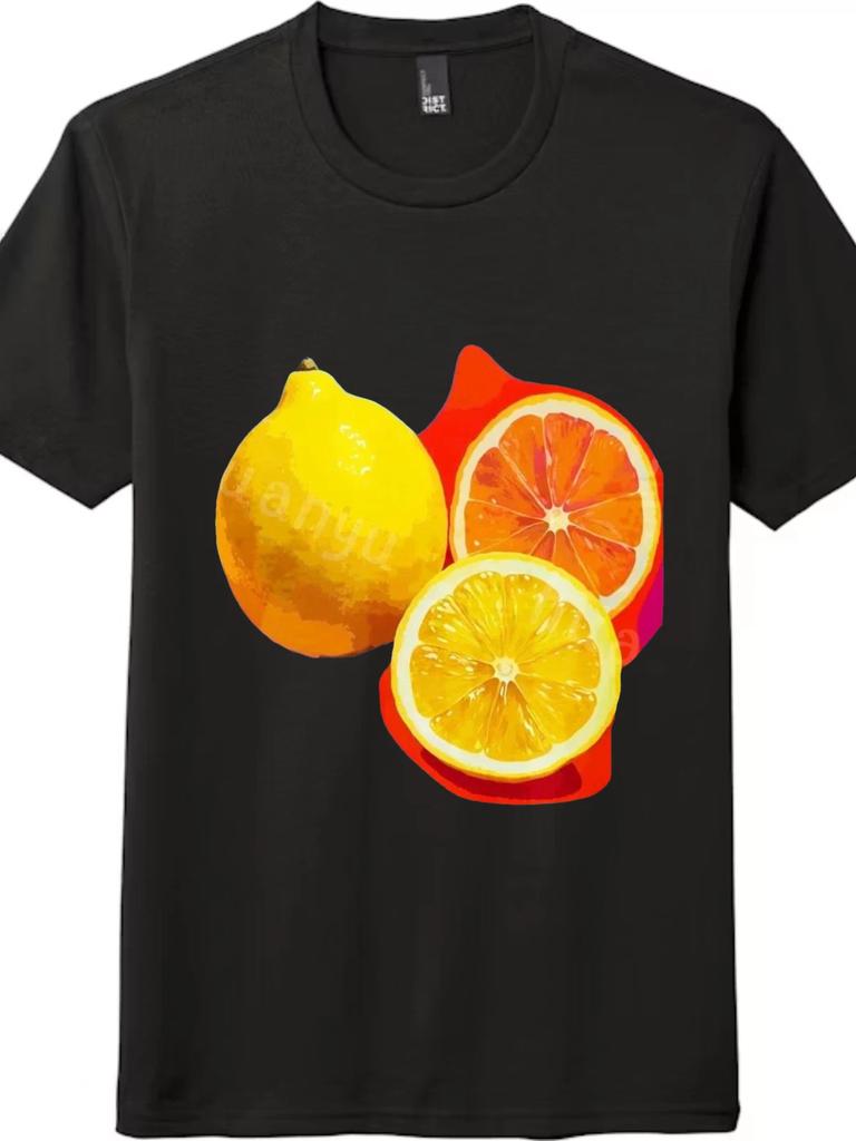 Vibrant Citrus Fruits Graphic Tee - Unisex Lemon & Orange Summer T-Shirt