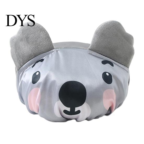 Women Bath Hat Hair Cartoon Design Waterproof Double Layer Elastic Band Ladies Protection Nerdy Koala Cute Kids Bathing Home Supply