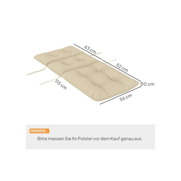 Stuhlkissen - MUVOE - 115x56 cm - Beige - Dicke 10 cm - Befestigungsbänder