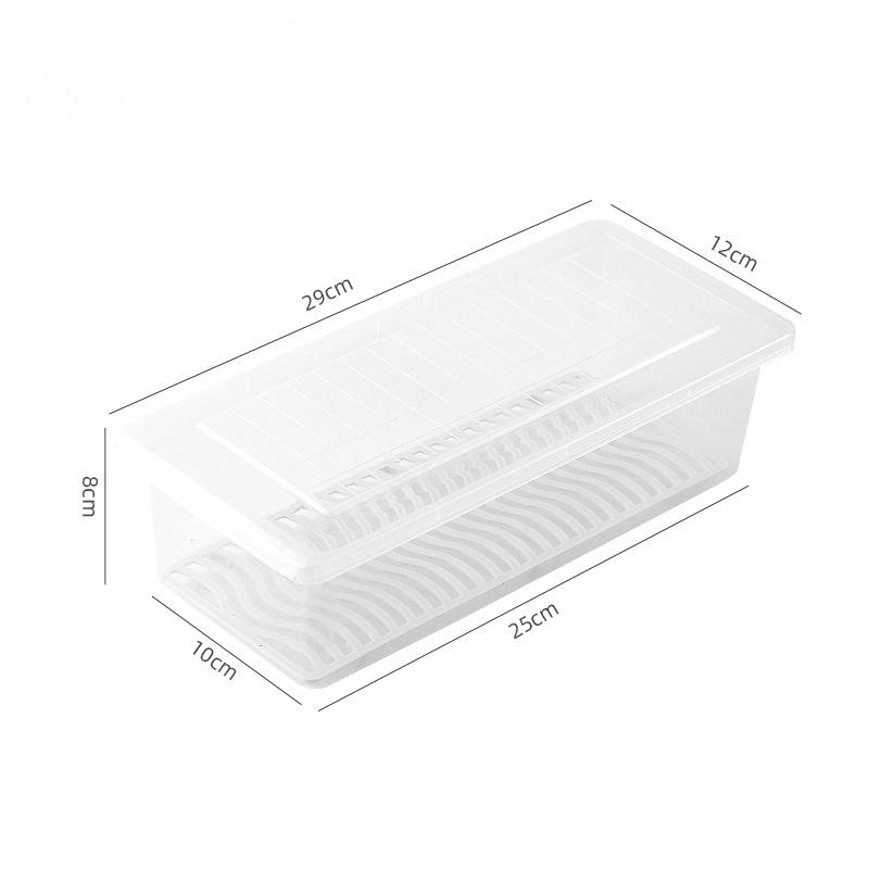 Refrigerator Storage Box Kitchen Food-grade Plastic Water-draining Preservation Box Rectangular Covered Meat Storage Box