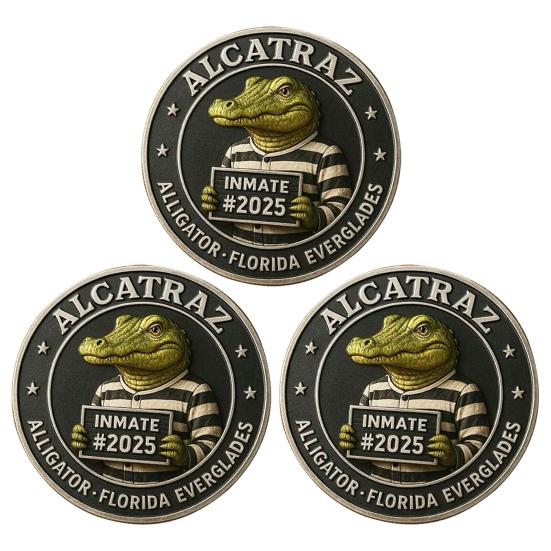 Crocodile Inmate Mugshot Coin Prison Memorabilia Crocodile Challenge Coin Florida Everglades Prison Collectible Crime History Coin Gift for Collectors