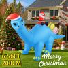 6.56FT Inflatable Toy Blue Dinosaur Santa Xmas Yard Lawn Party Decoration With LED Light Christmas Home Supplies Ornaments Gifts