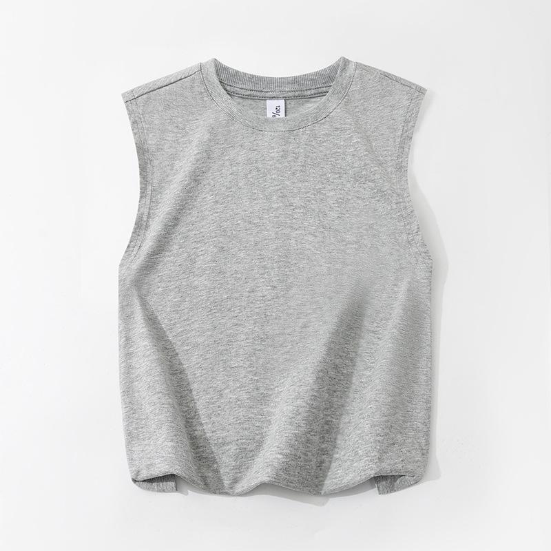 Boys' Solid Color Cotton Tank Top - Summer Sleeveless T-Shirt for Kids and Baby.