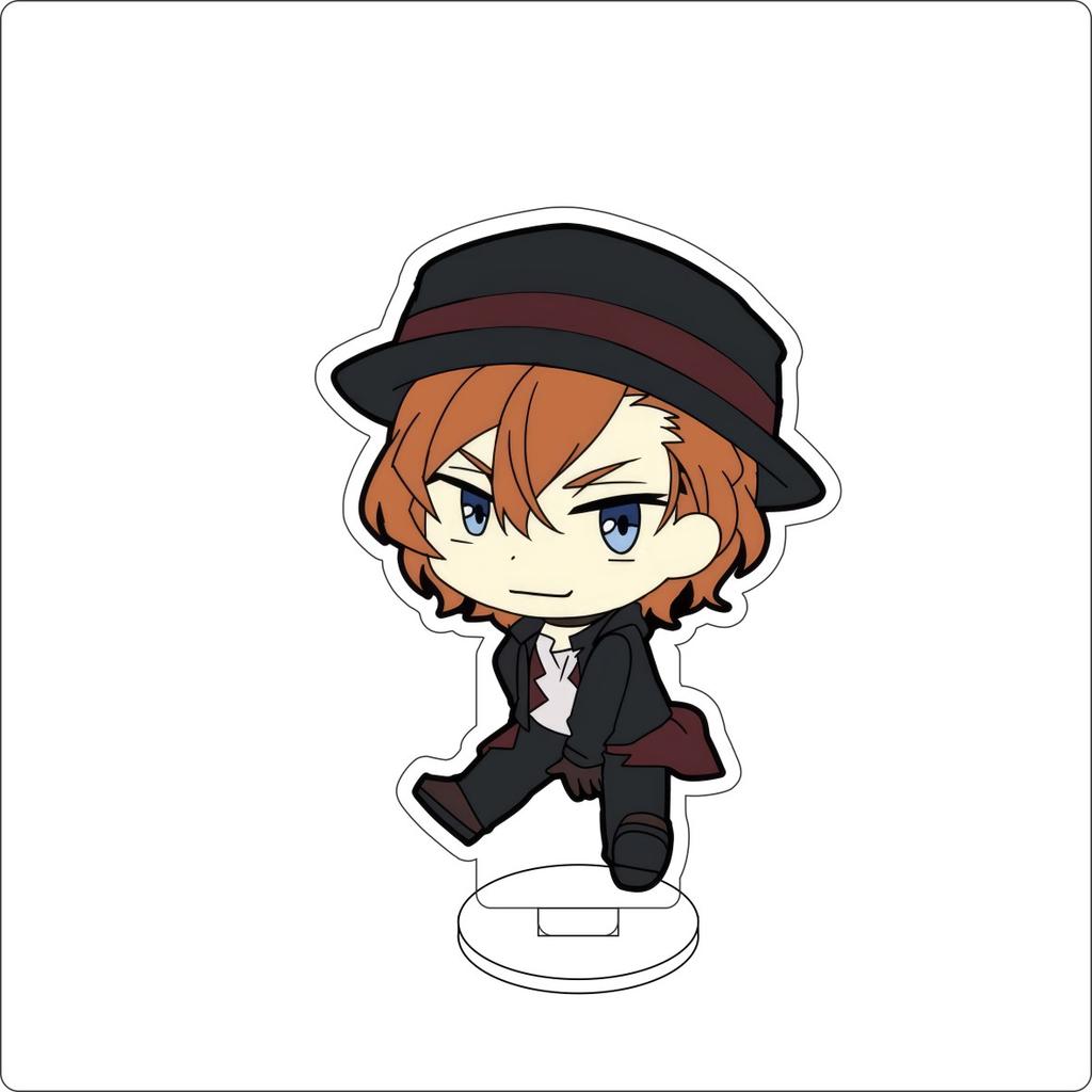 10CM Anime Bungo Stray Dogs Figure Stand Model Nakahara Chuuya/Izumi Kyouka/Edogawa Rampo Cute Desk Decor Standing Sign Gifts