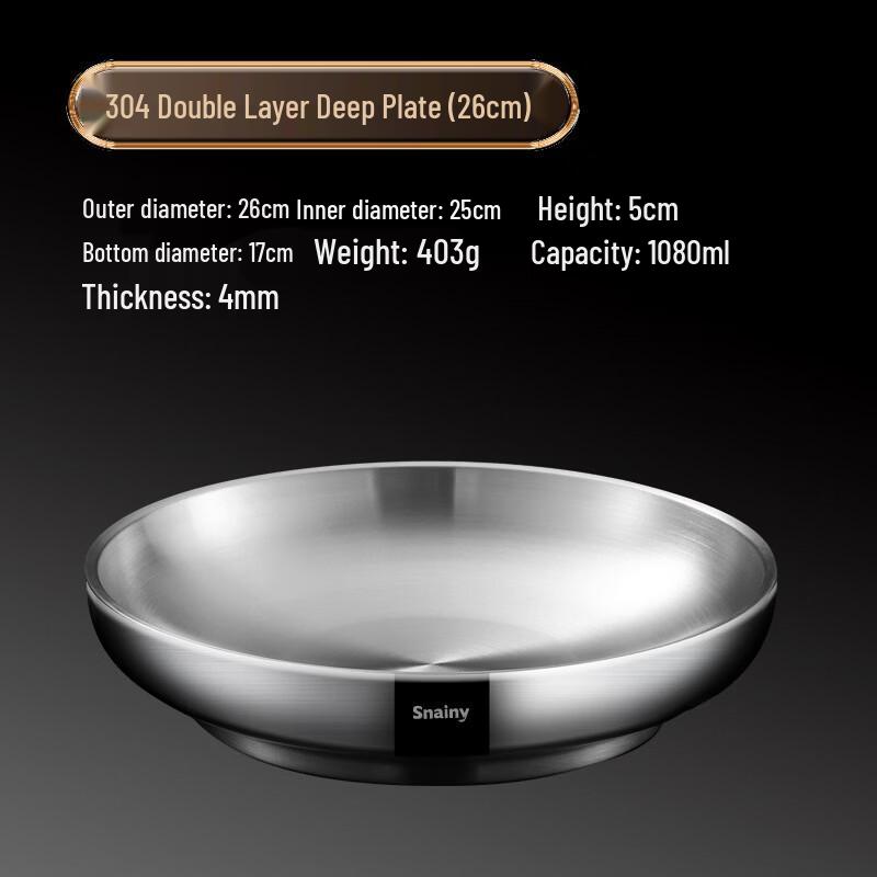 ZISIZ 304 Stainless Steel Double-Layer Divided Dining Plate