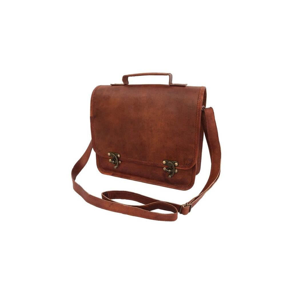 Goat Leather Satchel Messenger Bag iPad Tab Handbag Crossbody Sling Bag