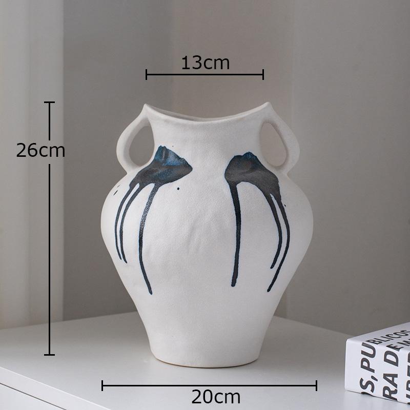 

Blue Painted Pattern Ceramic Vase Irregular Shape Flower Pots Table Decoration Flowers Arrangement Vases Room Aesthetic Decor