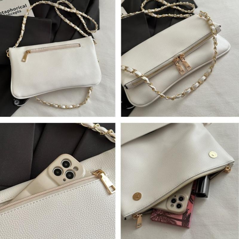 Black PU Leather Retro Shoulder Bag 2026 New Fashiable Women Envelope Bag Casual Outdoor Chain Crossbody Bag