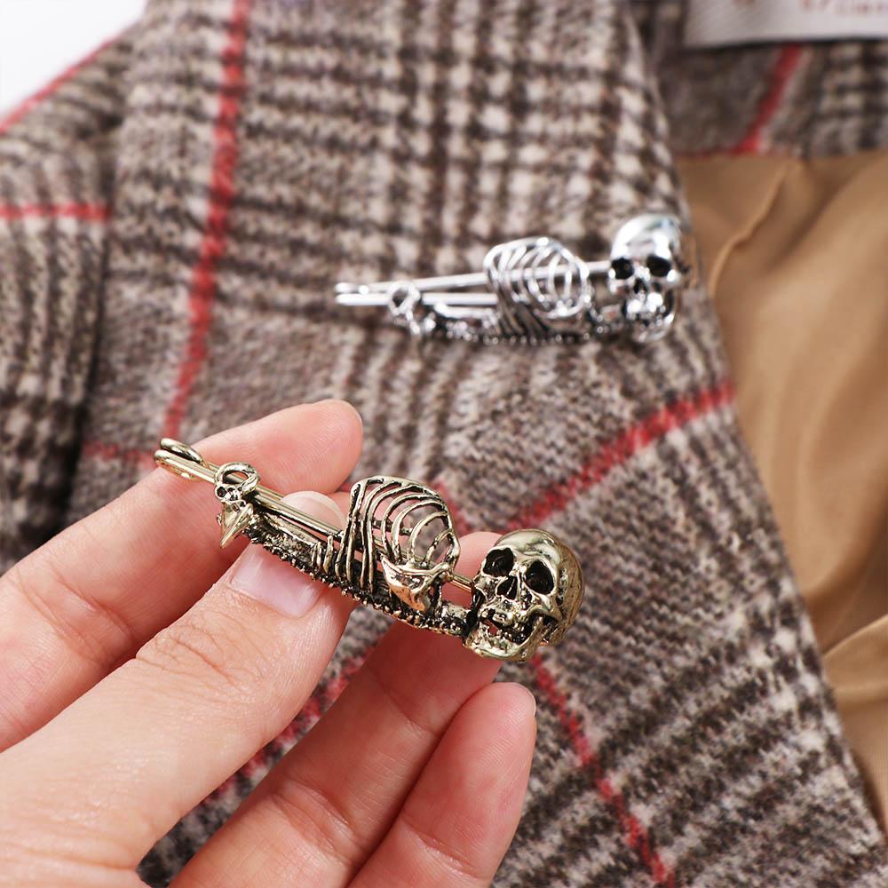 Vintage Halloween Skeleton Brooch Creative Gothic Skull Badge Lapel Pin  Unique Gift
