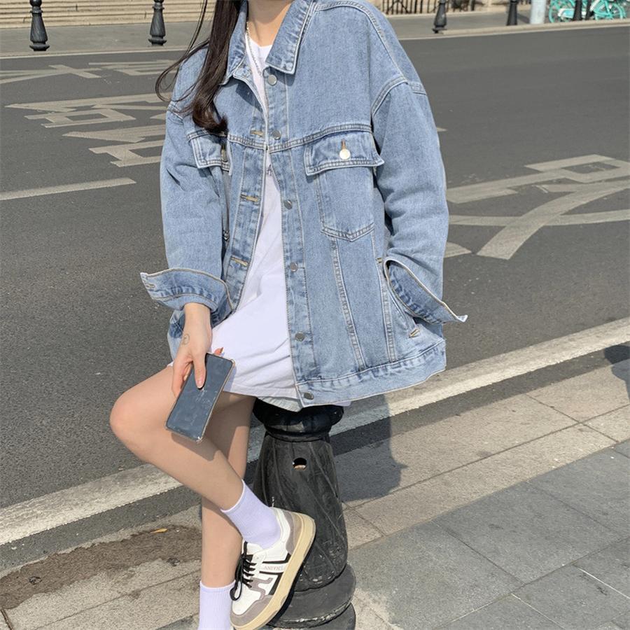 Autumn New Korean Style Loose Light Blue Jacket Loose Denim Jacket Women Top BF Style Lazy Style
