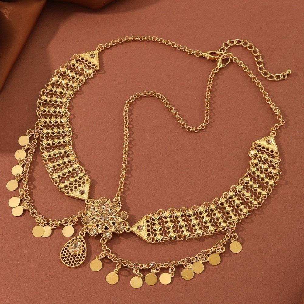 

Gold Color Head Chain Rhinestone Flower Tassel Hair Jewelry New Headband Women Jewelry