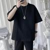 O-Neck Short Sleeve 3D Waffle Men T-shirt Summer Solid Color Simple Tee Shirt Streetwear
