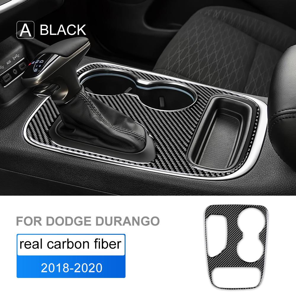 Real Soft Carbon Fiber For Dodge Durango 2018   Car Gear Shift Panel Transmission Console Cover Sticker Interior