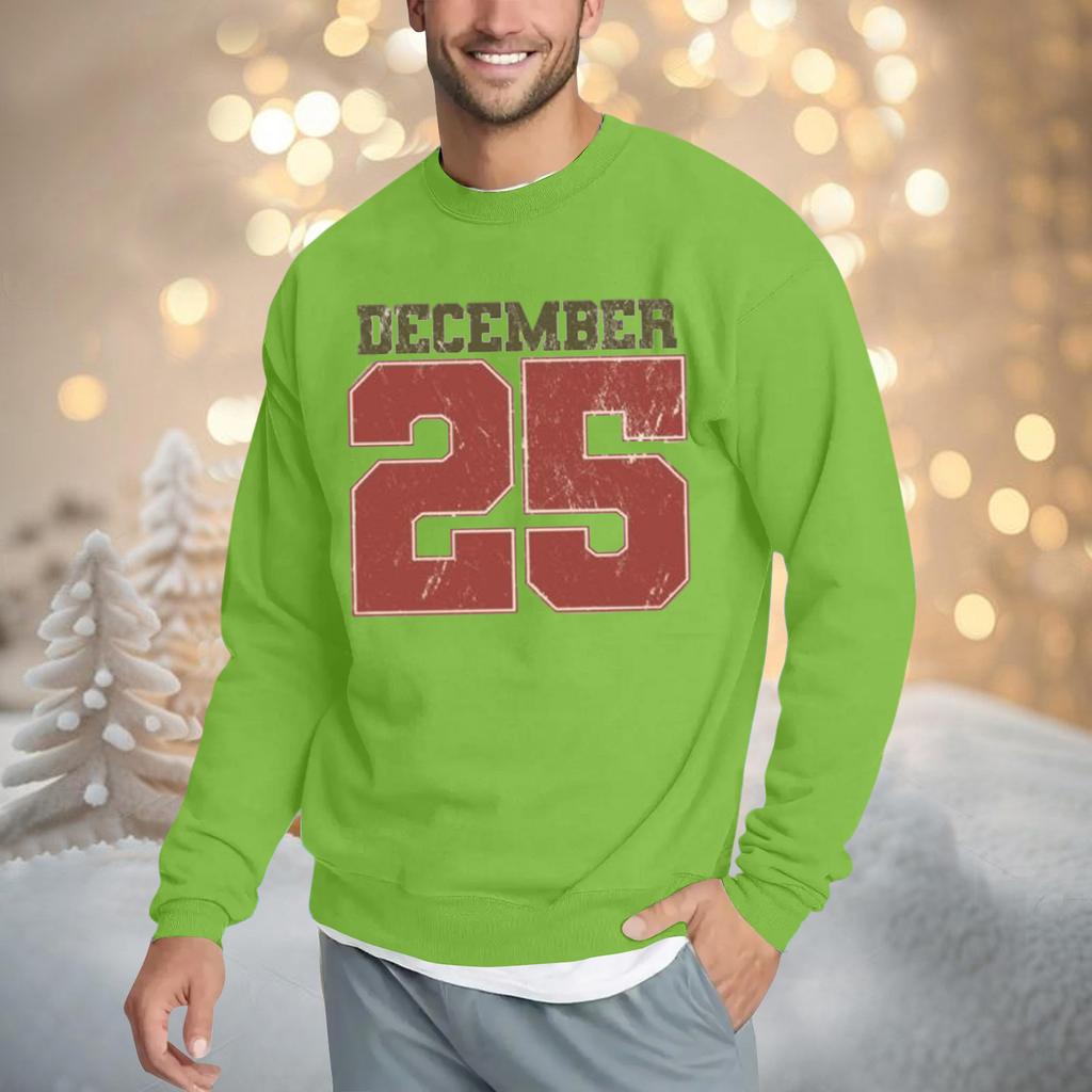 Christmas Print Loose Fit Round Neck Sweatshirt For Men
