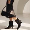 Leather Niche French Thin Boots Small Square Head Thin Heel Small Naked Boots Women's 2025 Autumn and Winter Versatile Cat and Short Boots Women's 