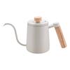 IwaiLoft "Swan" 350ml Coffee Drip Pot, Coffee Drip Kettle, Stovetop Compatible, Narrow Mouth, Wooden Handle, Popular and Stylish (White)