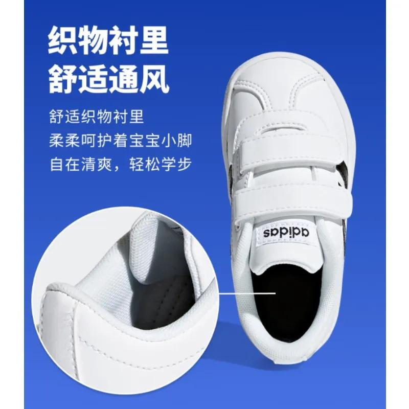 adidas VL COURT 2.0 Balance Low Top Toddler Shoes White Black Infant Toddler (Unisex) Toddler Shoes DB1839