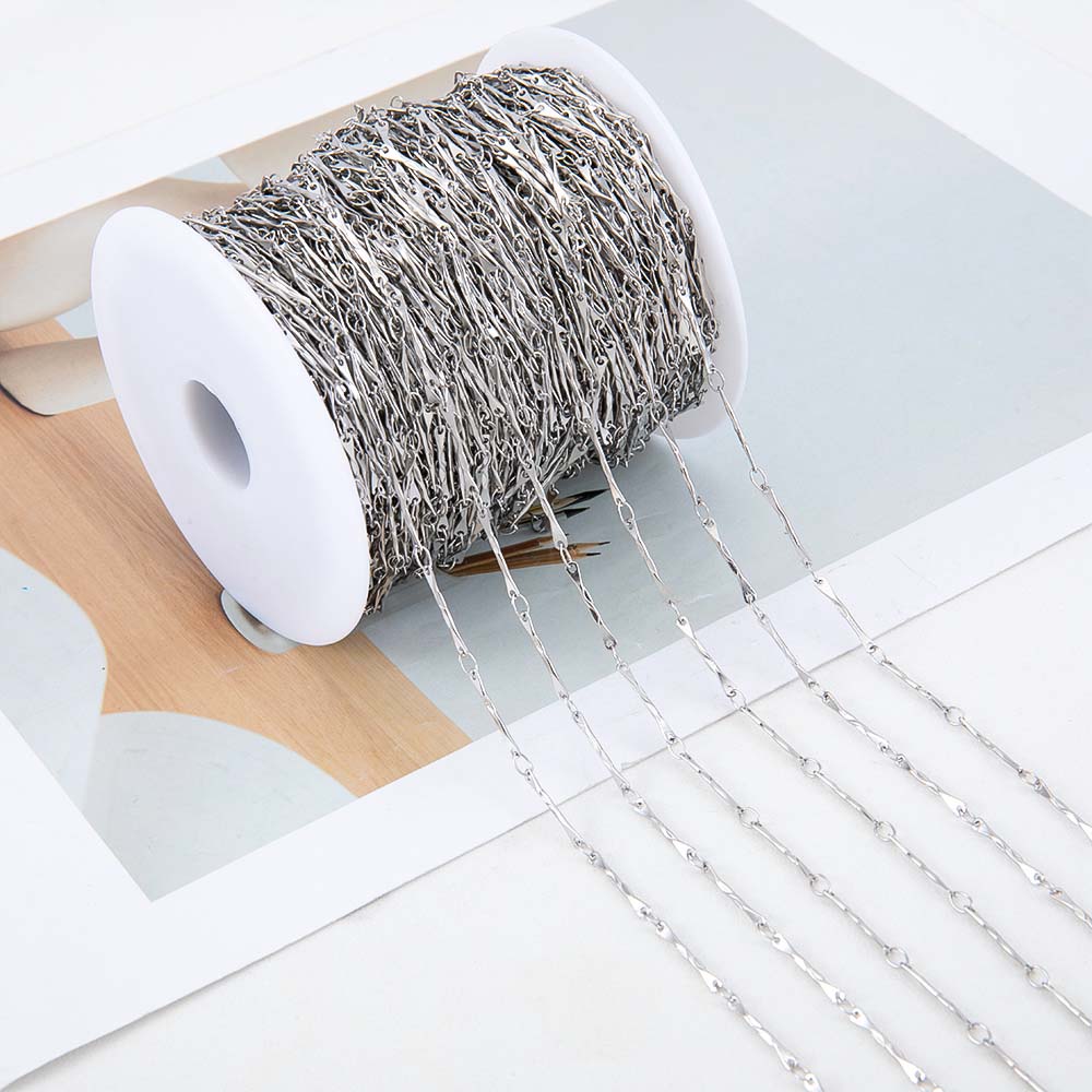 No Fade 1meter Stainless Steel Spiral Twist Stick Link Chain Wave Metal Chain for DIY Necklaces Bracelet Jewelry Making Findings