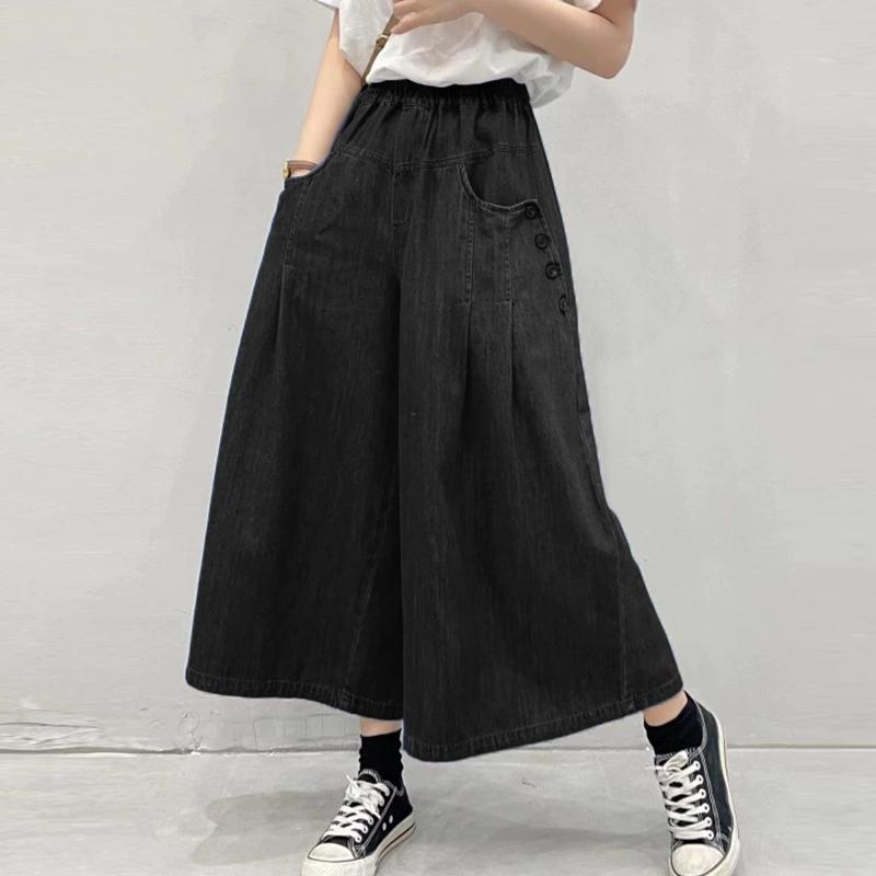 ZANZEA Damebukser med vide ben og elastisk midje