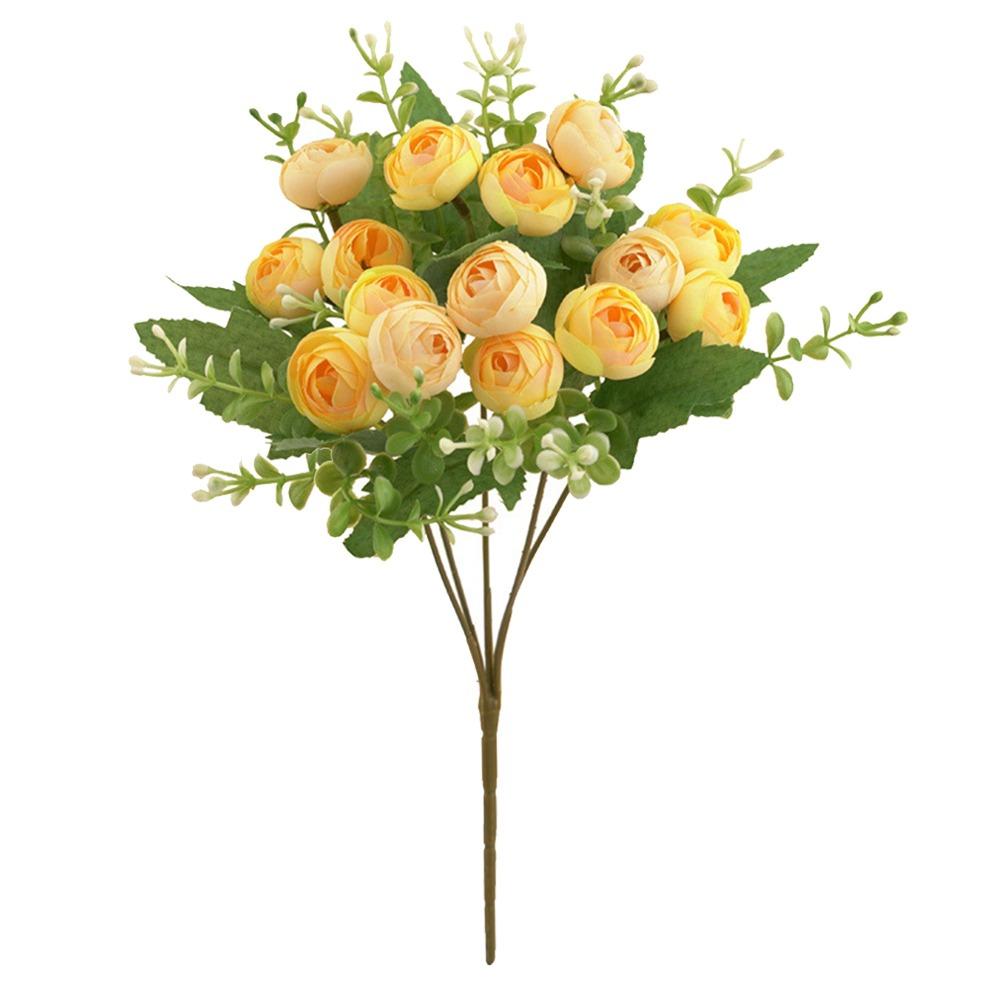 15 Heads Tea Rose Artificial Flower Multicolor Faux Flower Simulation Rose Flower  Home Decoration