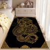 Golden Dragon Patterned Black Carpet with Modern Abstract Oriental Style Suitable for Use As an Anti-slip for Living Room Bedroom Sofas