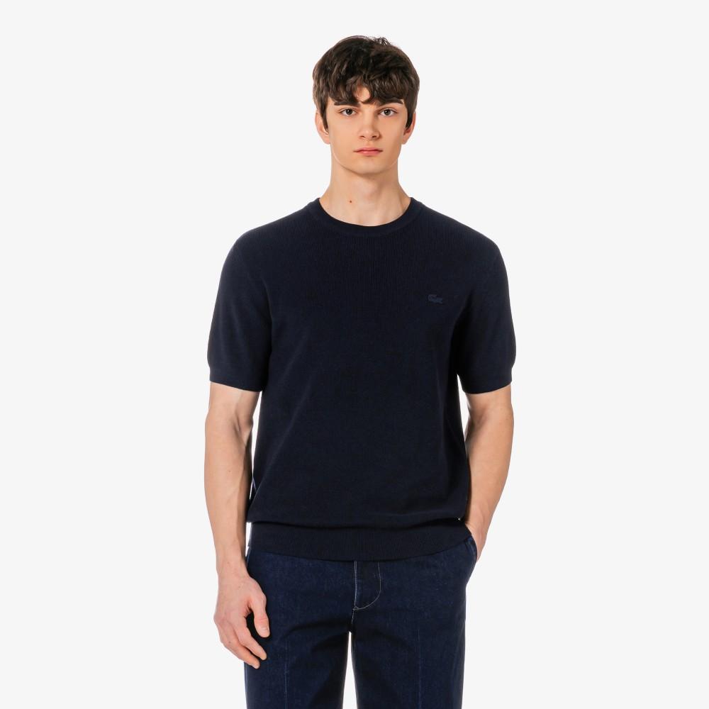 [Lacoste] Men s Short-Sleeve Rib Knit Twisted Yarn Crew Neck Pullover AH827E-56G166 4