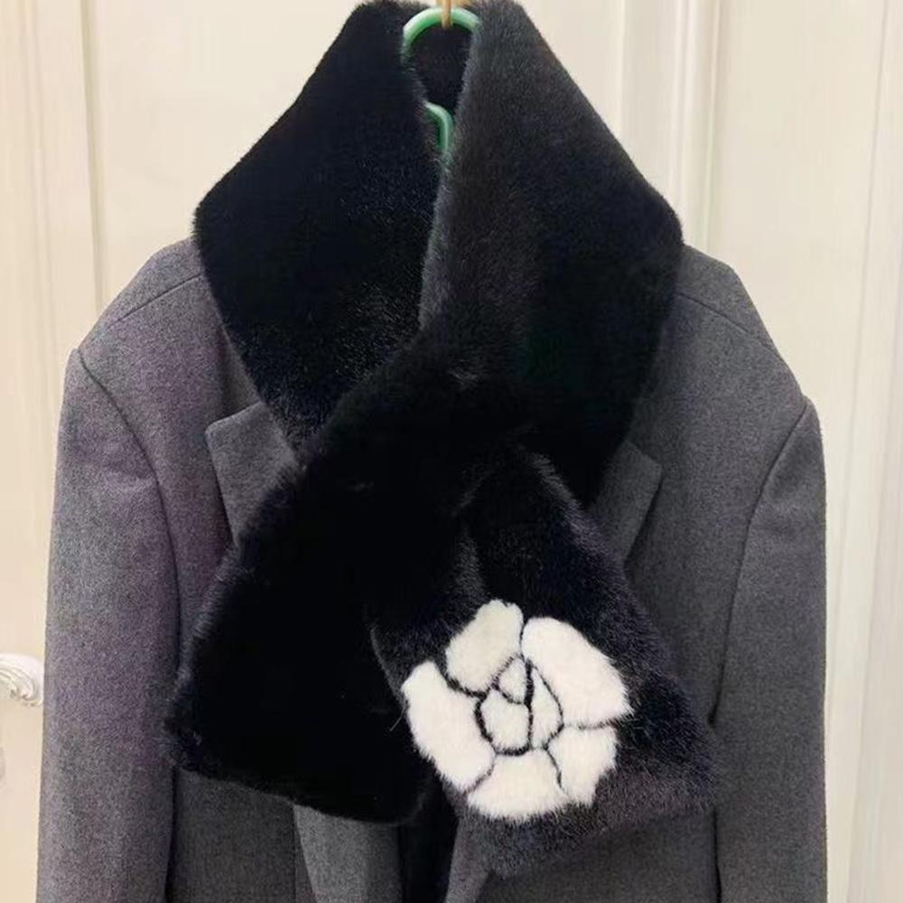 Camellia Warm Earmuffs Collar Shawl Neck Warmer Plush Fur Scarf New Ear Cover  Women
