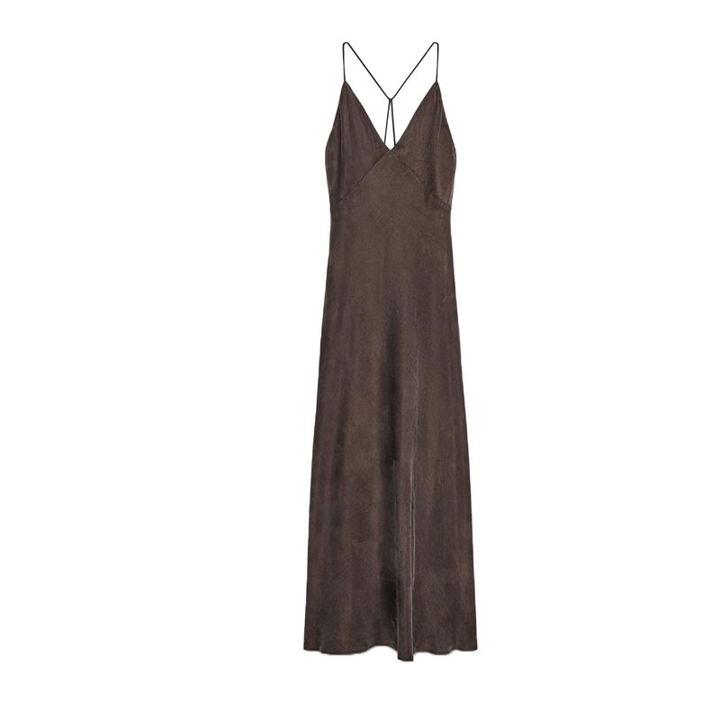 

Summer Women s Lyocell Blended A- line Hem Elegant Intimates Sling Dress 2548043 Brown L