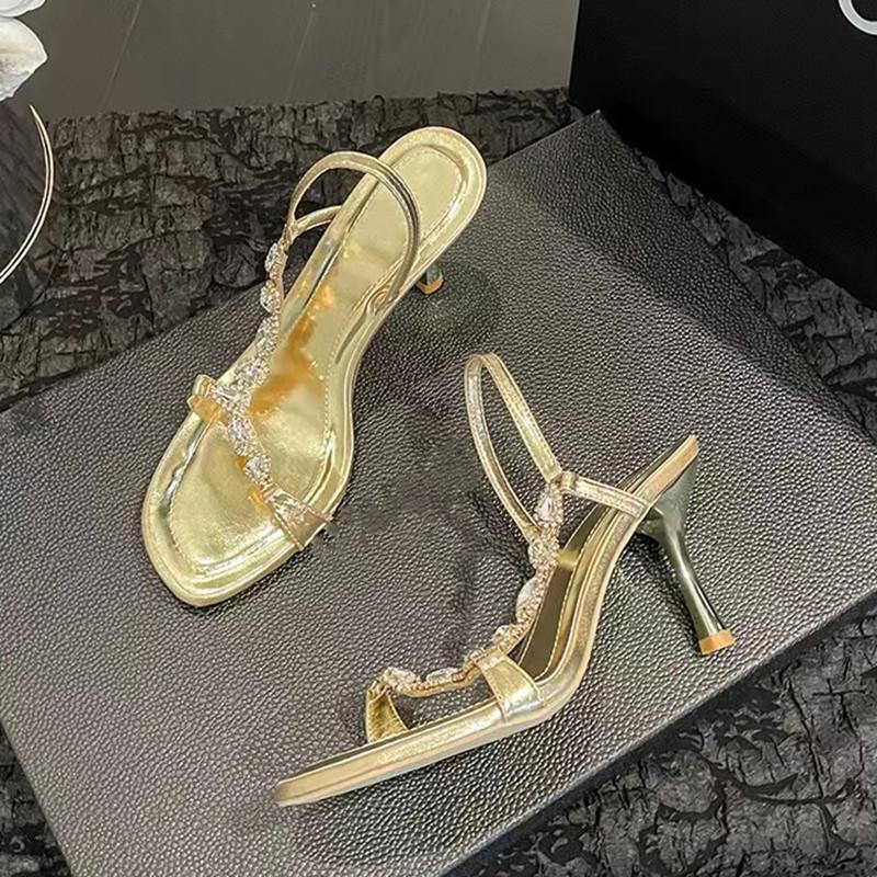 Fashion 2025Summer Sexy Stiletto High Heels Women Gladiator Sandals Luxury Rhinestone Female Party Wedding Bridal Shoes Sandalias Mujer