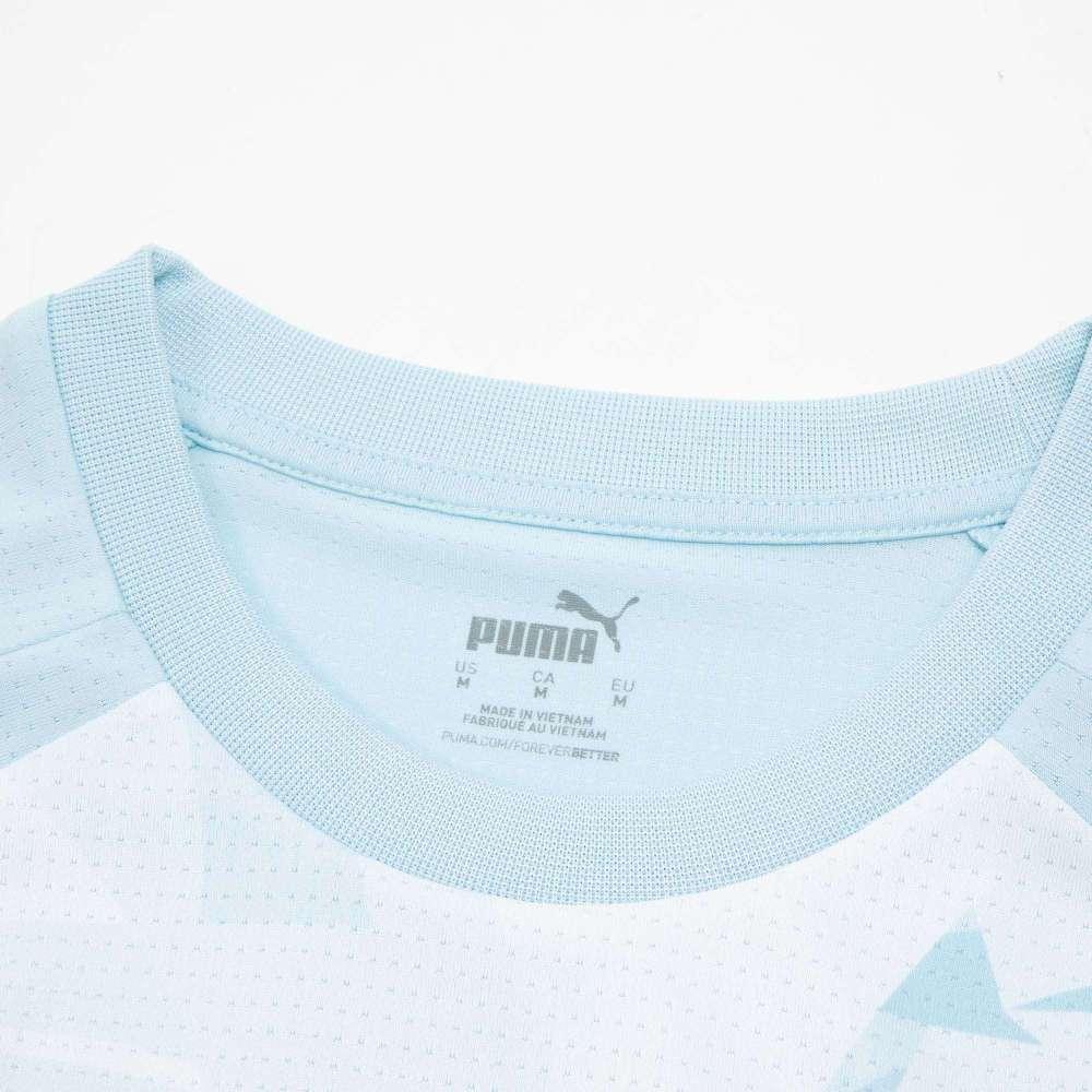 PUMA MCFC Prematch Ribbed Crew Neck Short Sleeve Printed Dopamine T-Shirt Men Tops Silver-Grey Lake-Blue 774370-01