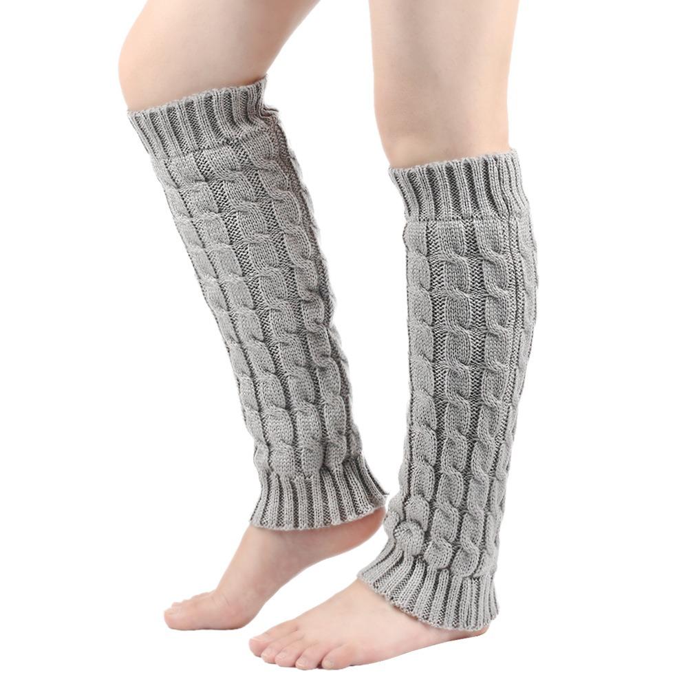 Knee Length Knitting Plush Pile Long Socks Crochet Jacquard Boot Leg Sleeve Foot Covers Winter