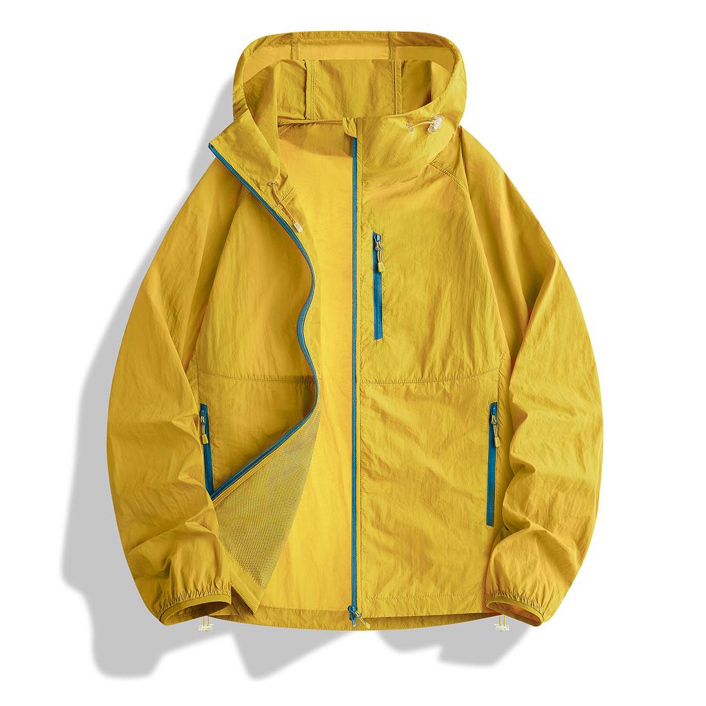 Summer Sunscreen Clothing Lightweight Casual Color Contrast Outdoor Long-sleeved Thin Cool Breathable Cycling Hooded Sunscreen Clothing
