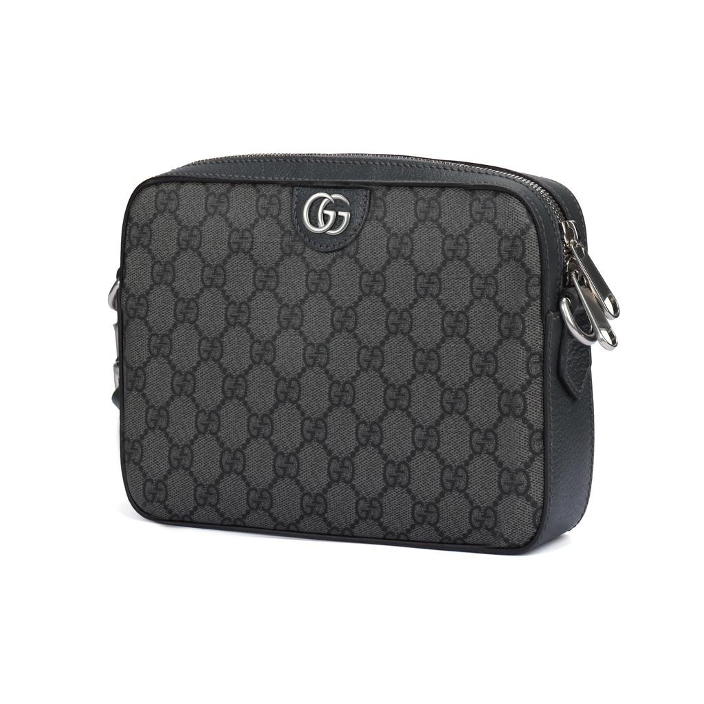 Gucci Ophidia Silver Logo Zipper Canvas And Leather Trim Crossbody Bag Men bags Gray 699439-UULHK-8576